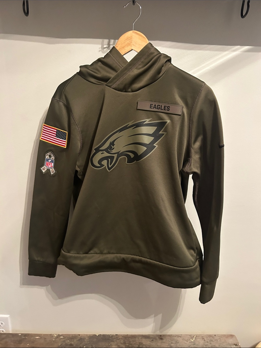 Nike Kids Olive Green Eagles Pullover Hoodie